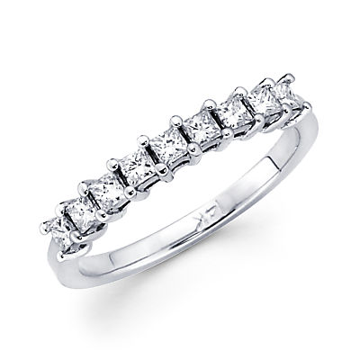 Princess  Wedding Band on 14k White Gold Princess Cut 9 Diamond Wedding Ring Band   Ebay