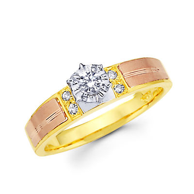  Color Wedding Bands on 14k Tri Color Gold Engagement Wedding Diamond Ring Set   Ebay