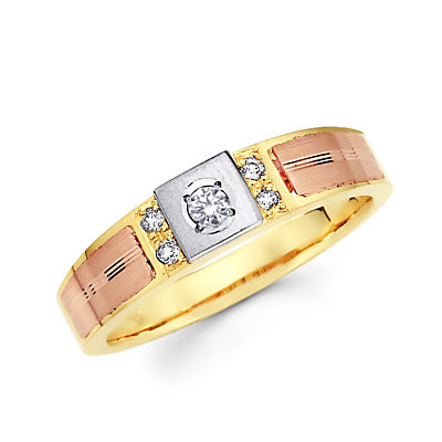  Color Wedding Bands on 14k Tri Color Gold Engagement Wedding Diamond Ring Set   Ebay