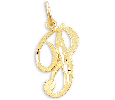 14k Yellow Gold Initial Letter P Pendant  